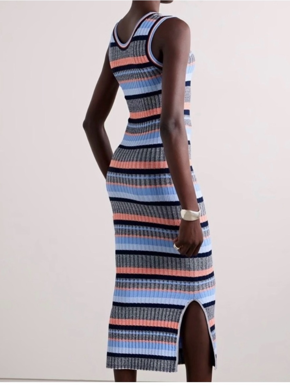 Retail $448 Veronica Beard Striped Ribbed Midi Dress i12 XL - Picture 3 of 6